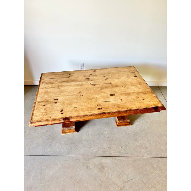 Pine Trestle Base Coffee Table For Sale - Image 4 of 9