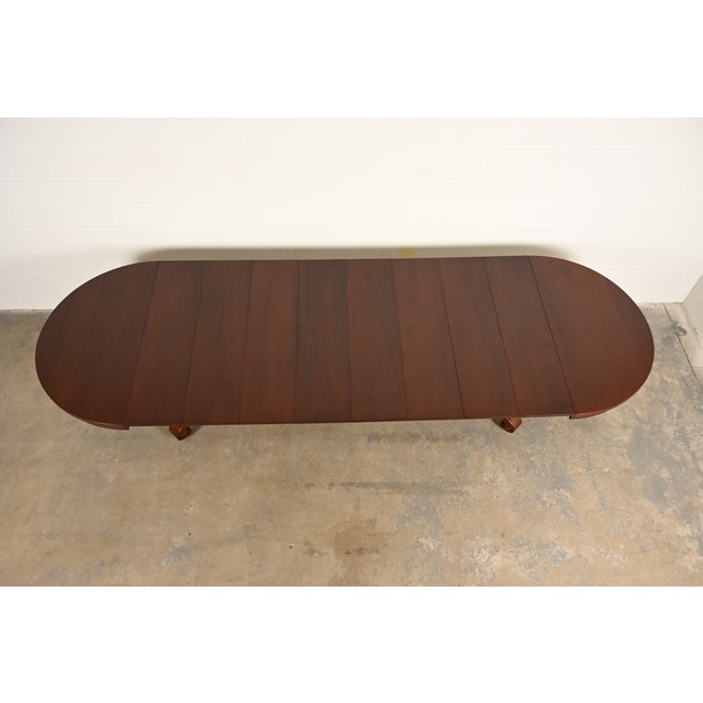 R. J. Horner Style Monumental Antique American Empire Mahogany Split Pedestal Extension Dining Table With Eight Leaves, Newly Refinished For Sale - Image 11 of 14