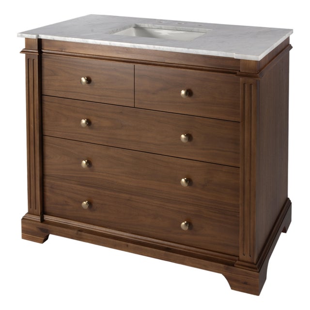 Rachelle 42 in. W Single Sink Bathroom Vanity Set, Walnut For Sale