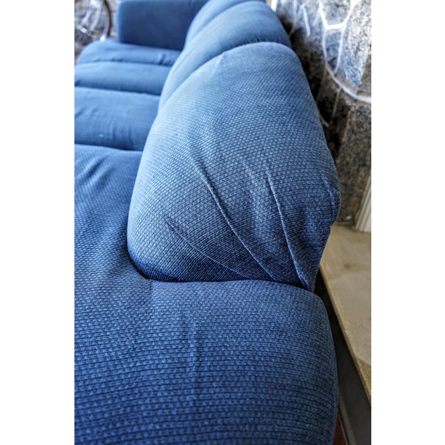 1990s Vladimir Kagan Style Monumental Sculptural Curved Navy Blue Sectional Sofa For Sale - Image 10 of 13