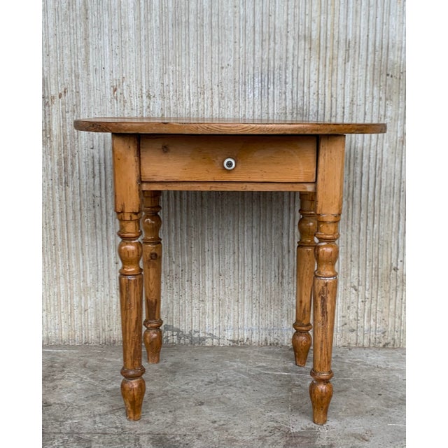 Spanish 19th Spanish Country Pine Side Oval Side Table For Sale - Image 3 of 8