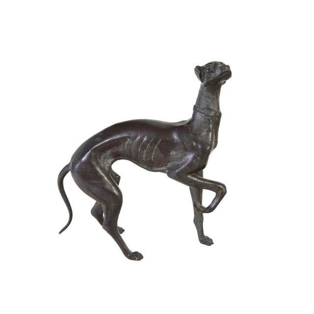 Realism Pair of 19th-Century Patinated Bronze Whippet Figures For Sale - Image 3 of 3