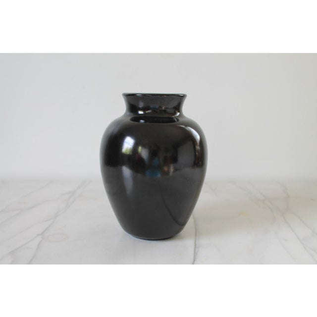 1980's Native American Style Black Sable Pottery Vase For Sale - Image 4 of 8