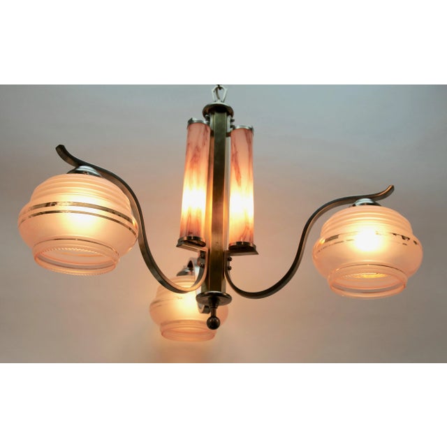 Art Deco Chrome Chandelier in the Style of Kalmar For Sale - Image 8 of 11