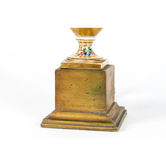 Early 19th Century Antique Early 19th Century Coalport Porcelain Vase Urn in Yellow Church Gresley Pattern Mounted Table Lamp For Sale - Image 5 of 13