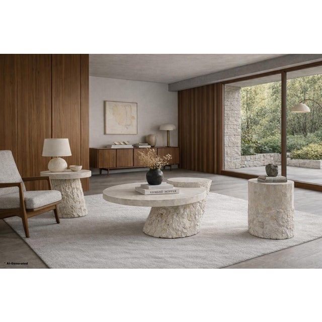 Exceptional vintage tessellated stone coffee and side tables from the celebrated Marquis Collection of Beverly Hills....