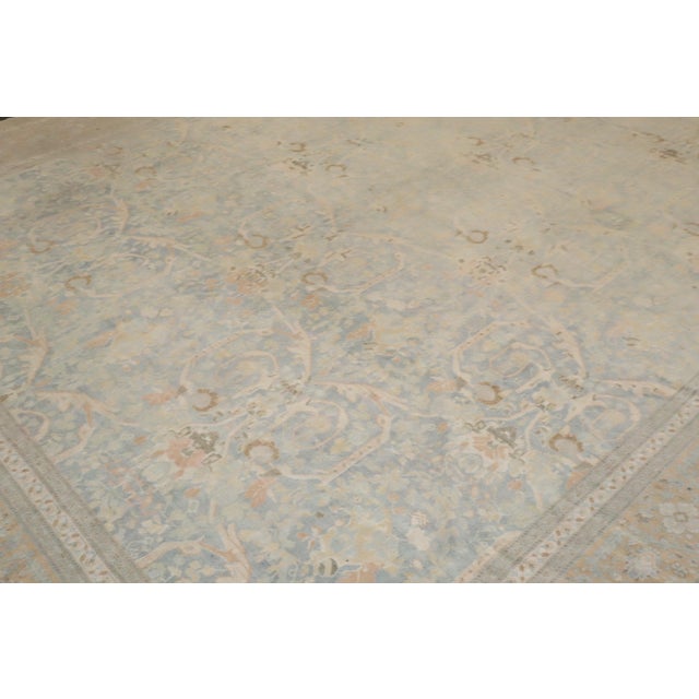 Antique Zabihi Collection Brown Soft Blue Persian Tabriz Rug For Sale - Image 12 of 12
