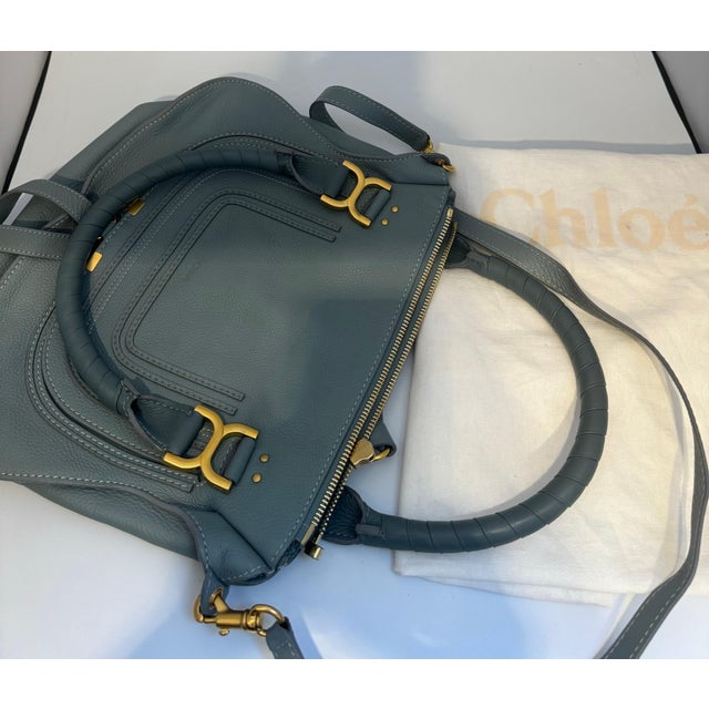 Animal Skin Chloé Women's Gray Marcie Small Double Carry Foldover Tote Bag, Brand New For Sale - Image 7 of 18