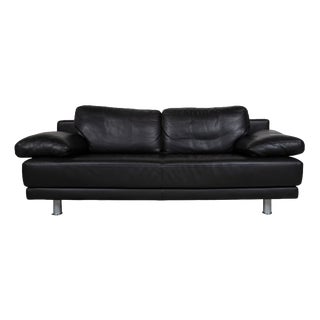355 Leather Two-Seater Black Manual Function Sofa by Rolf Benz For Sale