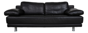 355 Leather Two-Seater Black Manual Function Sofa by Rolf Benz