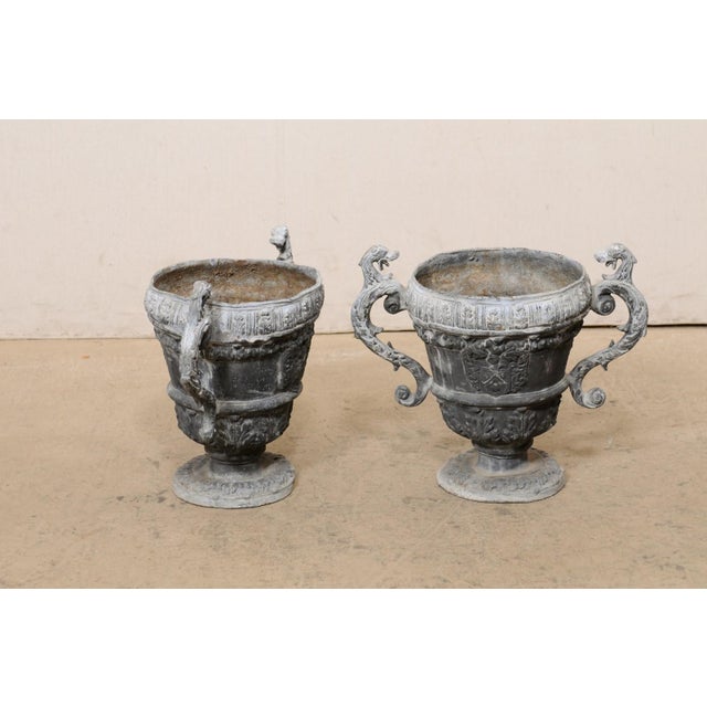 18th Century French Pair Lead Urn Planters For Sale - Image 10 of 12