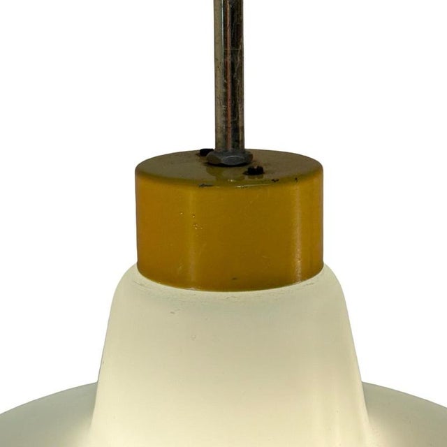 Glass Vintage Pendant Light in Frosted White Glass, 1950s For Sale - Image 7 of 8