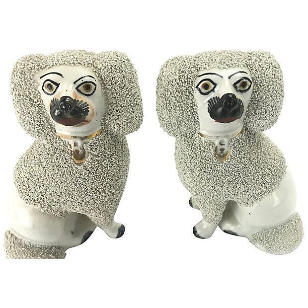 Regency Clay Staffordshire Poodle Dog Statuettes/Bookends a Pair
