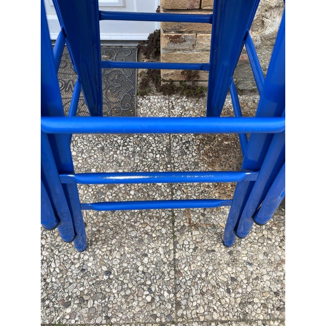 Vintage Industrial Bar Stool in Blue by Xavier Pauchard for Tolix, 2010s For Sale - Image 17 of 18