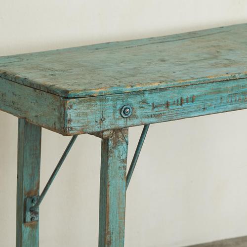 Vintage Wabi Sabi Console Table in Worn Turquoise, 1940s For Sale - Image 14 of 15