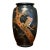 Japanese Antique High Relief Lacquer Vase Falcon Hawk Pine Tree 16" Tall For Sale