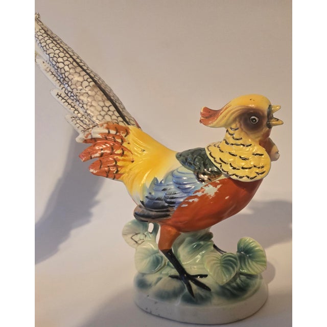 Vintage Folk Art Pheasant Figurines- A Pair For Sale - Image 9 of 18