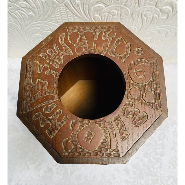 1960s Mid Century Hand Carved Teakwood Wine Holder Ice Bucket For Sale - Image 5 of 13