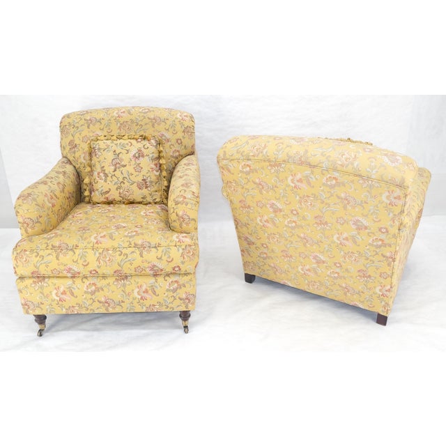 Pair of Gold & Pink Floral Silk Like Upholstery Kravet Lounge Chairs MINT For Sale - Image 10 of 10