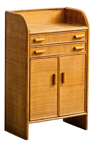 Wooden and Bamboo Entrance Furniture, 1970s