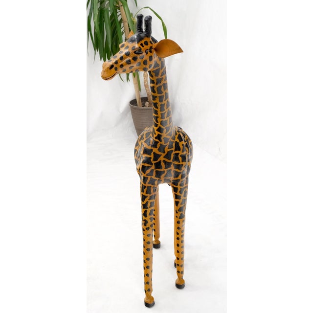 Mid 20th Century Large Tooled Leather Sculpture of a Giraffe For Sale - Image 5 of 16