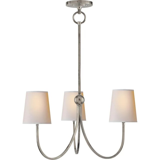 Reed Small Chandelier in Antique Nickel with Natural Paper Shades Designer: Thomas O'Brien Min. Custom Height: 20" O/A...