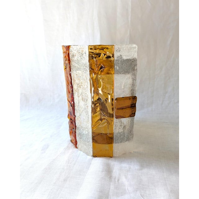 Amber Striped Murano Glass Wall Sconce attributed to AV Mazzega, 1970s For Sale - Image 4 of 14