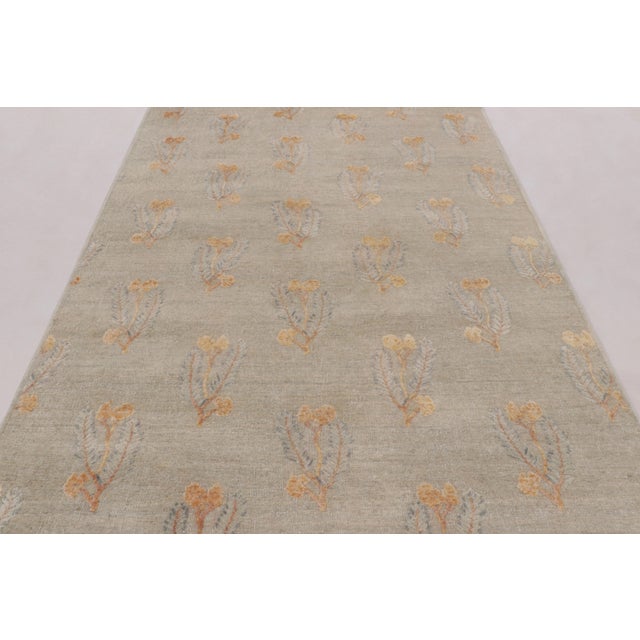 Rug & Kilim Rug & Kilim’s Block Print Rug With Ochre and Beige Wildflower Florals For Sale - Image 4 of 10