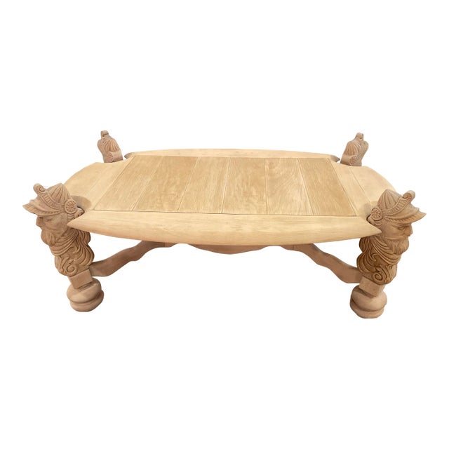 French Bleached Oak Coffee Table From Estate in France, British Colonial Style - 20th Century For Sale