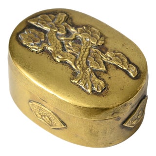 Antique Meiji Japanese Brass Pill Box, 1890s For Sale
