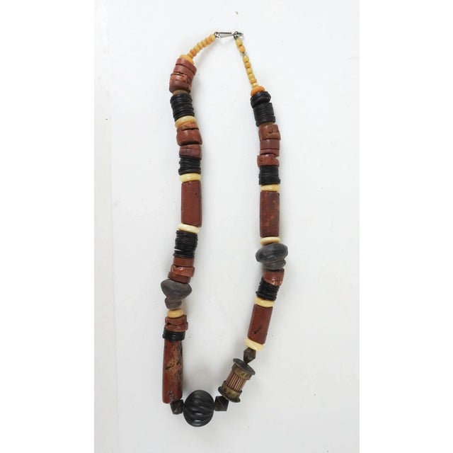 Vintage 1990s Artist Made Tribal Bauxite Pottery Beaded Necklace For Sale - Image 4 of 9