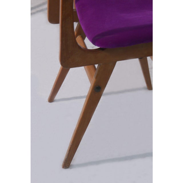 Mid-Century Modern Mid-Century Modern Italian Chairs in Purple Velvet, 1960, Set of 6 For Sale - Image 3 of 13