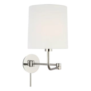 Pair Visual Comfort Go Lightly Swing Arm Wall Light With Integrated Cord Cover For Sale