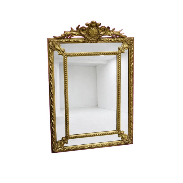 19th Century Louis XVI Gilt Mirror with Parclosed Frames For Sale - Image 4 of 4