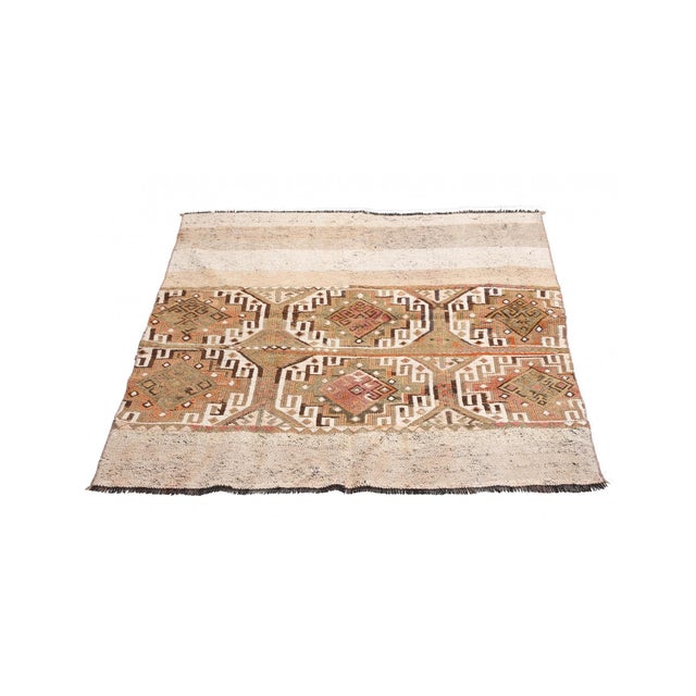 Mid-Century Modern Vintage Washed Out Decorative Rug - 3`11″ X 4`6″ For Sale - Image 3 of 6