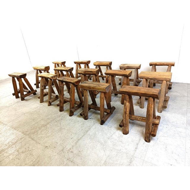 Vintage Wooden Stool, 1970s For Sale - Image 4 of 14