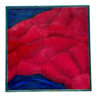 Vintage Framed Abstract Canvas Painting For Sale