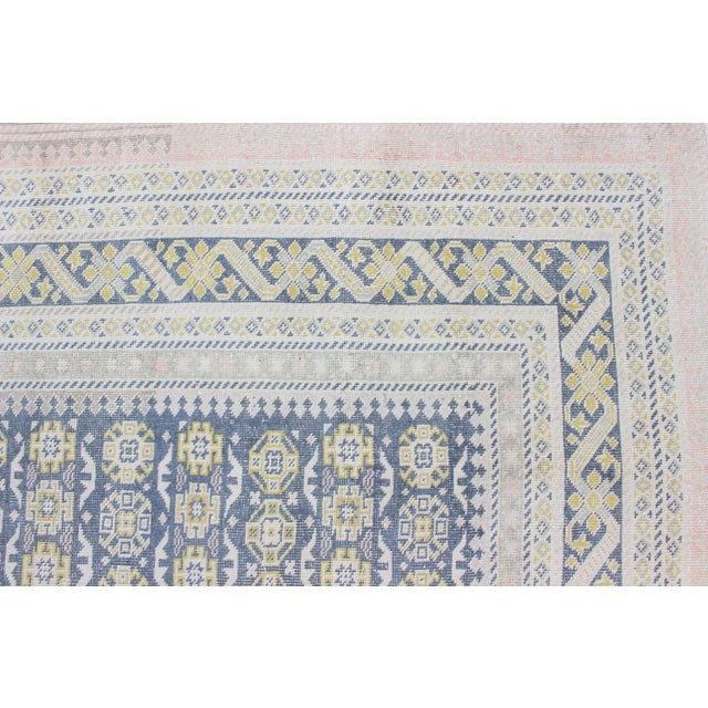 Antique Khotan Rug in Shades of Blue With Gray, L. Pink and Yellow Accents 9'8 X 13'4 For Sale - Image 10 of 13