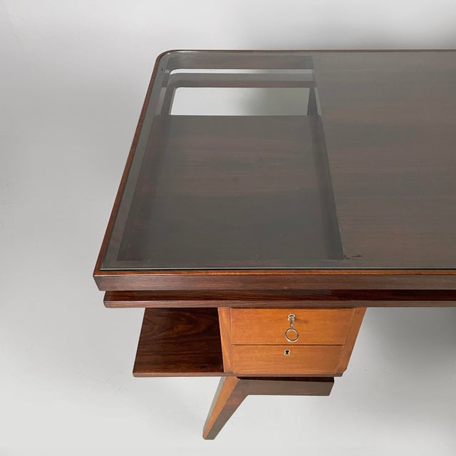 Art Deco Italian Desk in Wood and Glass, 1940s For Sale - Image 14 of 18