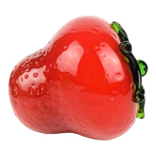 Vintage Hand Blow Glass Strawberry Figurine Model For Sale