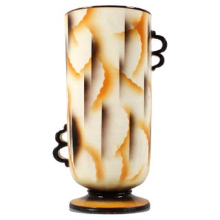 Futuristic Airbrushed Ceramic Vase, Italy, 1930s For Sale