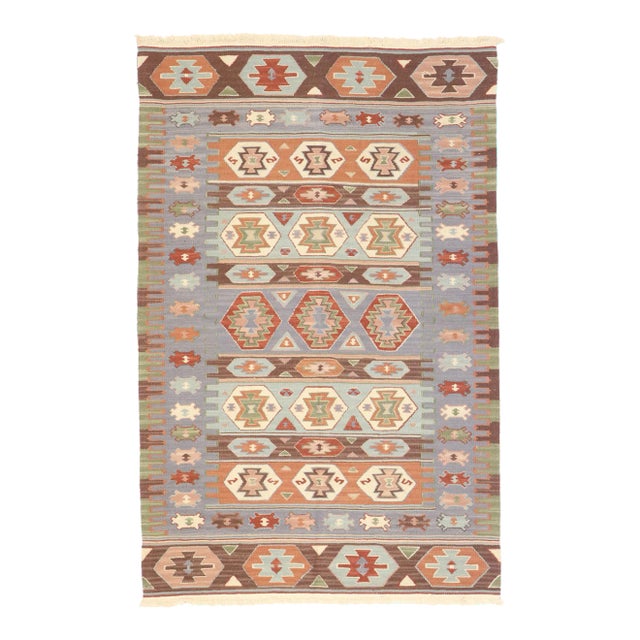 Vintage Persian Shiraz Kilim Rug - 03'08 X 05'07. For Sale