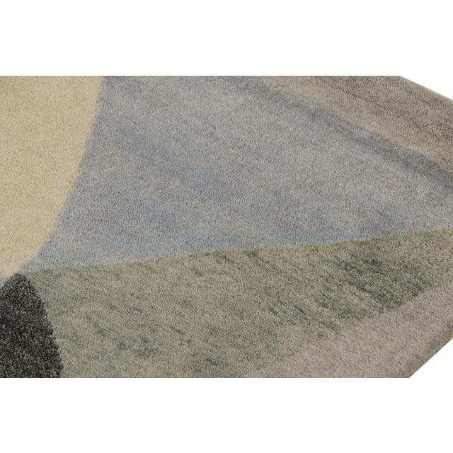 Rug & Kilim Rug & Kilim’s Mid-Century Modern Style Rug With Gray & Green Geometric Patterns For Sale - Image 4 of 7