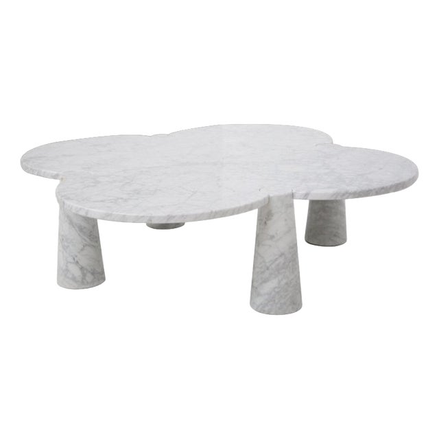 White Carrara Marble Eros Quadrifoglio Coffee Table by Angelo Mangiarotti for Skipper, 1990s For Sale