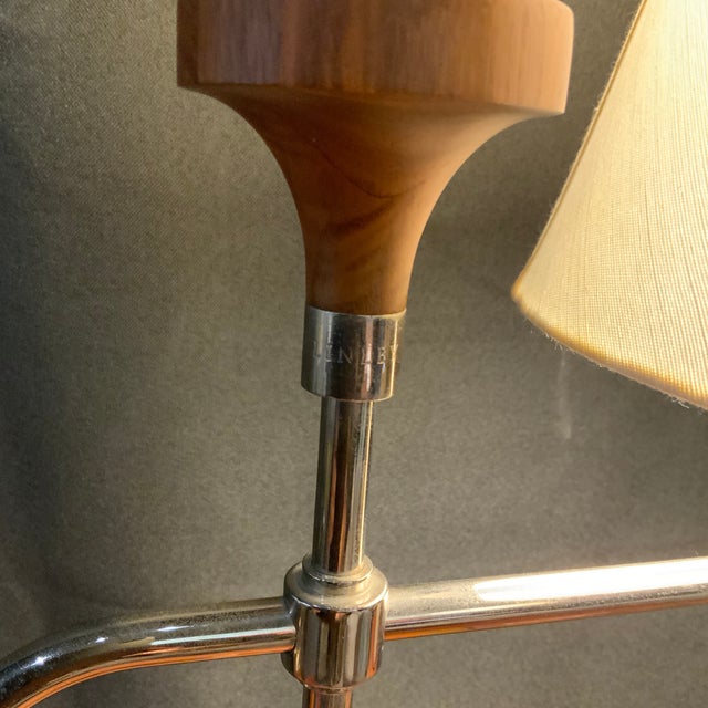 Mid century, modern chrome, wood and handcrafted, gorgeous telescopic table lamp made by David Lindley from London....