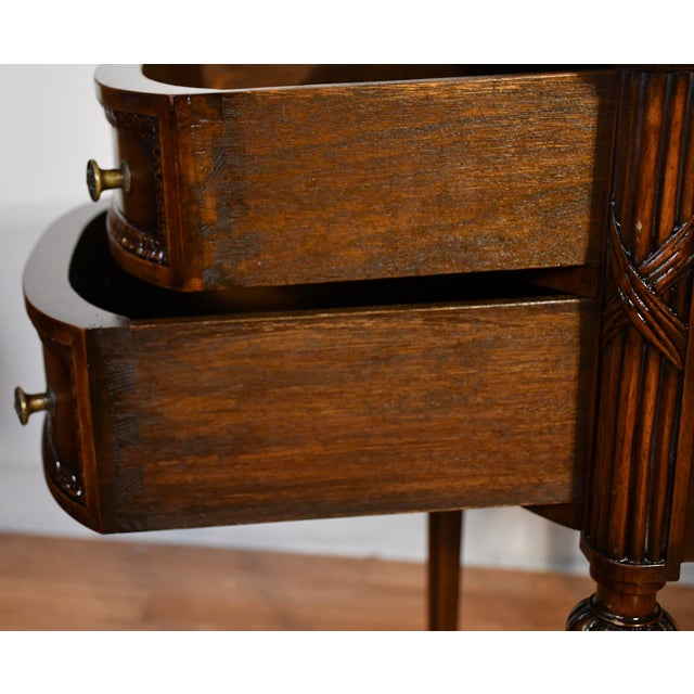 1930s Pair of French Louis XVI Walnut Nightstand / Bedside Table For Sale - Image 11 of 18