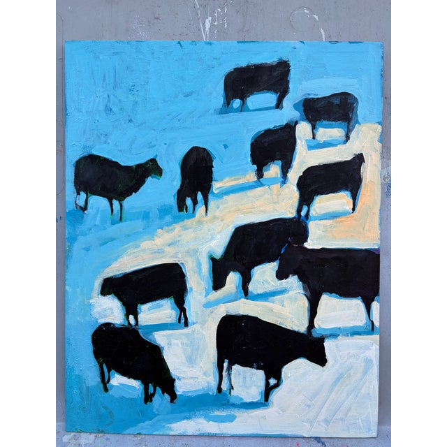 Figurative Cows in the Snowlight Original Painting by Joseph Christy For Sale - Image 3 of 7