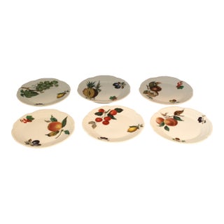 Vintage 1960s Louis Lourioux France Berry Pattern Porcelain Plates- Set of 6 For Sale
