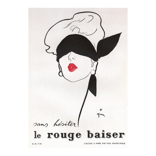1949 French Mid-Century Advertisement Print for Lipstick by Gruau For Sale