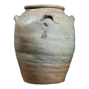 Antique 17th Century Chinese Minimalist Four Handled Glazed Jar